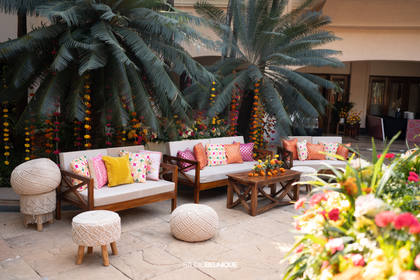 Lounge and Floral detail — Mehendi decor — Taj Exotica
